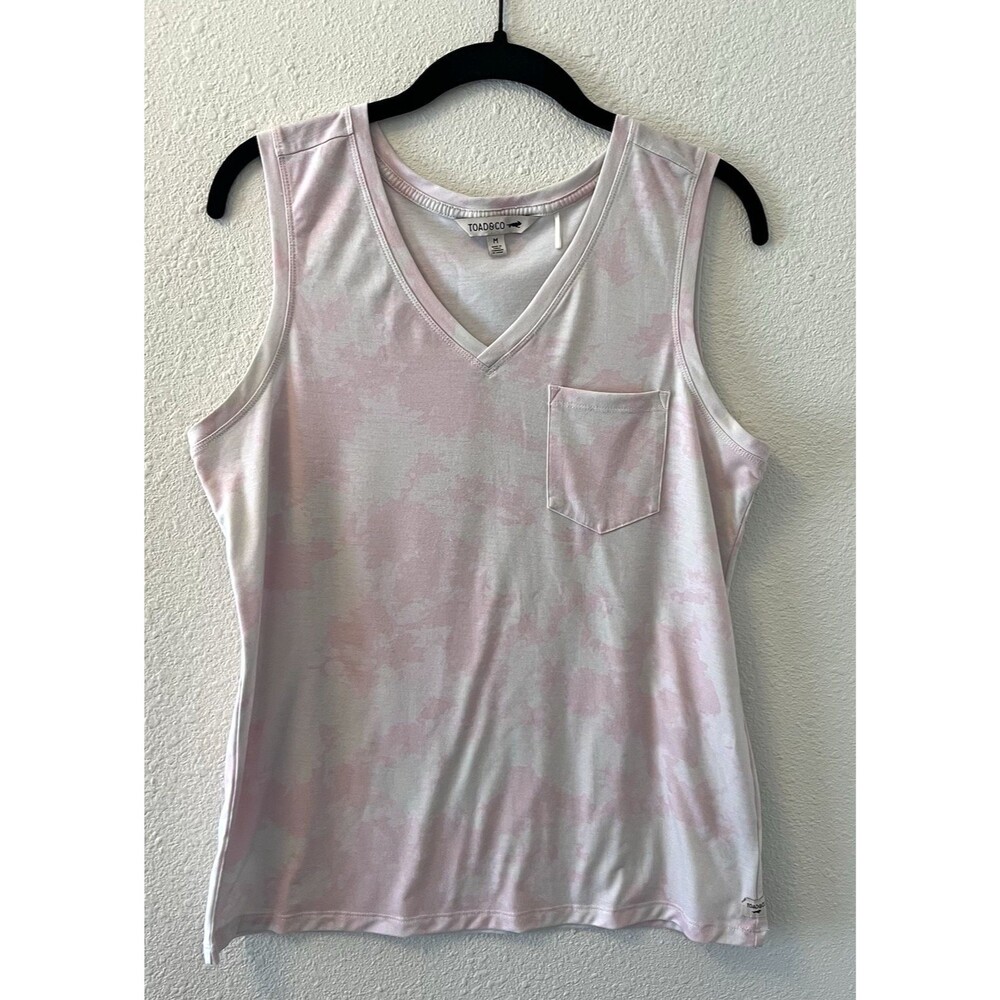 Toad & Co Women's Tank Top Size Med Swifty Pocket Tank Pink Tie Dyed